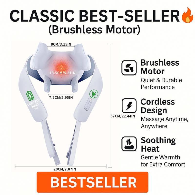 MASGRE Cordless Neck and Shoulder Massager with Heat – 6D Deep Kneading Electric Massage Pillow for Neck, Back, Legs, and Full Body Relaxation – Perfect for Home, Office and Car – Holiday Gift Idea Relaxing