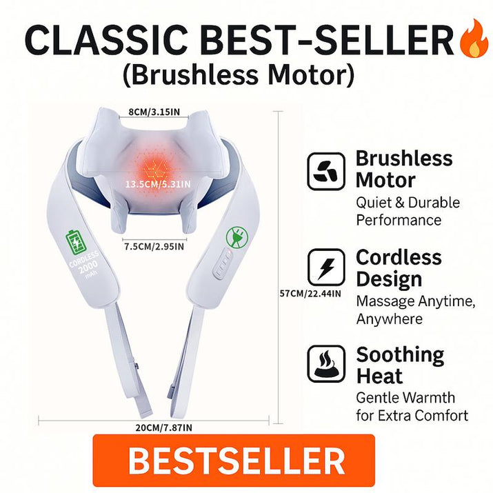 MASGRE Cordless Neck and Shoulder Massager with Heat – 6D Deep Kneading Electric Massage Pillow for Neck, Back, Legs, and Full Body Relaxation – Perfect for Home, Office and Car – Holiday Gift Idea Relaxing