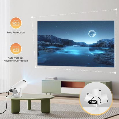 ILEPO Projector Portable, Wifi Bluetooth-Compatible Mini LED Projector, 180° Rotatable Projector, Durable Outdoor Movie Projector