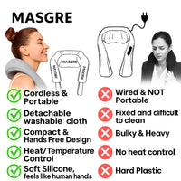 MASGRE Cordless Neck and Shoulder Massager with Heat – 6D Deep Kneading Electric Massage Pillow for Neck, Back, Legs, and Full Body Relaxation – Perfect for Home, Office and Car – Holiday Gift Idea Relaxing