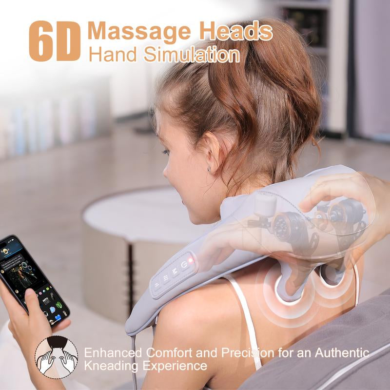 MASGRE Cordless Neck and Shoulder Massager with Heat – 6D Deep Kneading Electric Massage Pillow for Neck, Back, Legs, and Full Body Relaxation – Perfect for Home, Office and Car – Holiday Gift Idea Relaxing