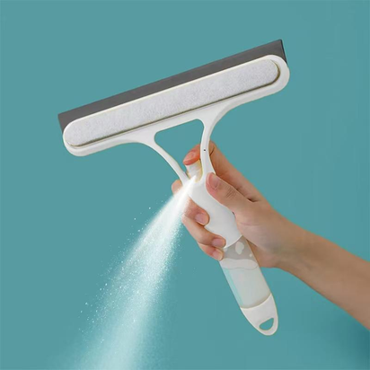 3-In-1 Glass Cleaner Scraper + Squeegee + Scrubber + Spray in One Design, Easy to Deal with Home Windows, Mirrors and Car Windscreen Cleaning! Efficient Cleaning, One Scrape and You'Re Clean!
