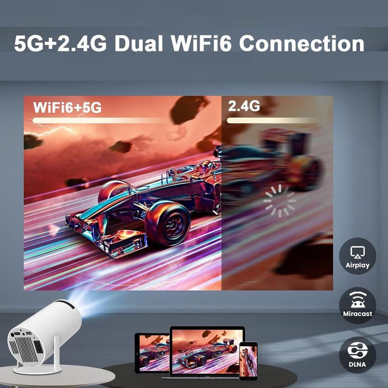 ILEPO Projector Portable, Wifi Bluetooth-Compatible Mini LED Projector, 180° Rotatable Projector, Durable Outdoor Movie Projector