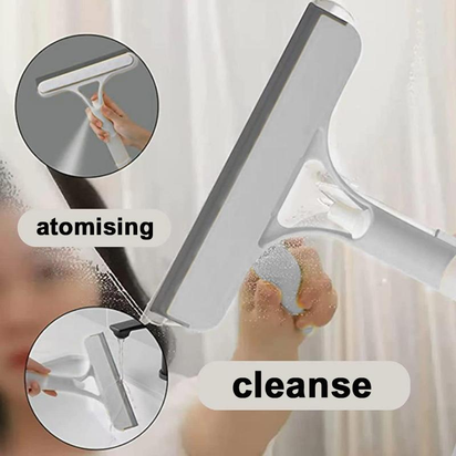 3-In-1 Glass Cleaner Scraper + Squeegee + Scrubber + Spray in One Design, Easy to Deal with Home Windows, Mirrors and Car Windscreen Cleaning! Efficient Cleaning, One Scrape and You'Re Clean!