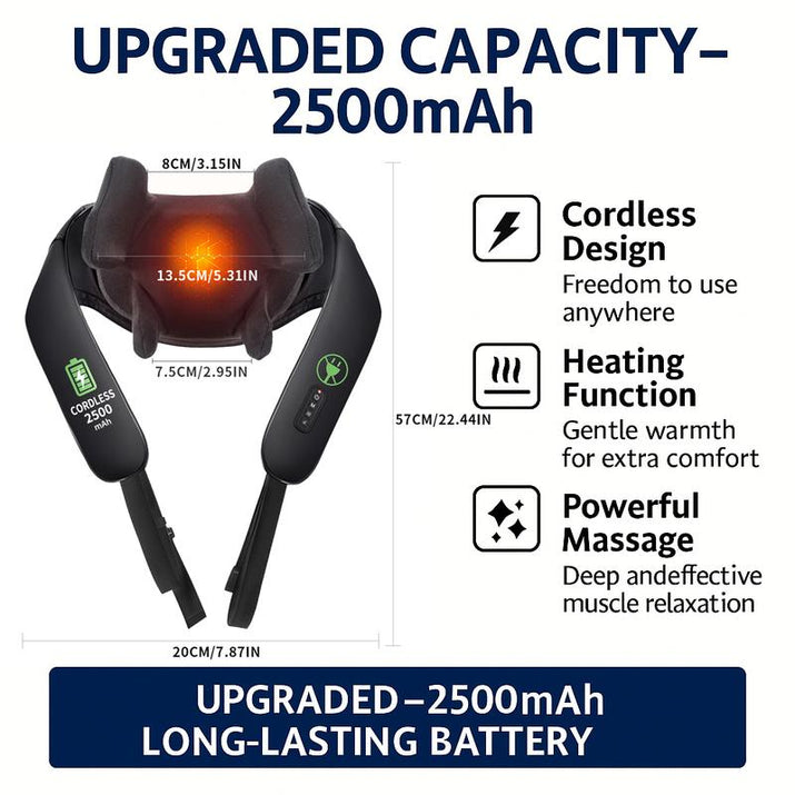 MASGRE Cordless Neck and Shoulder Massager with Heat – 6D Deep Kneading Electric Massage Pillow for Neck, Back, Legs, and Full Body Relaxation – Perfect for Home, Office and Car – Holiday Gift Idea Relaxing