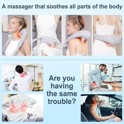 MASGRE Cordless Neck and Shoulder Massager with Heat – 6D Deep Kneading Electric Massage Pillow for Neck, Back, Legs, and Full Body Relaxation – Perfect for Home, Office and Car – Holiday Gift Idea Relaxing